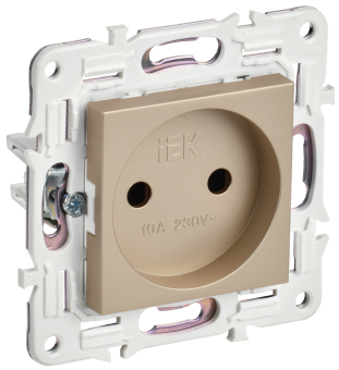 Розетка 1-м 10А С/У Песочный Skandy