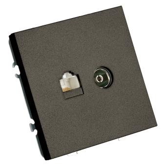 Розетка TV антенна + RJ-45 С/У Антрацит Эмили