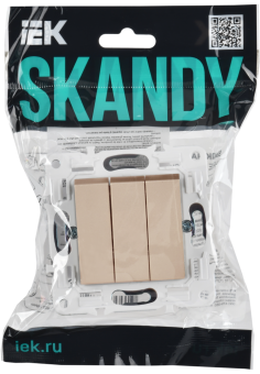 Выключатель 3-кл 10А С/У Песочный Skandy