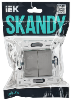 Переключатель 2-кл 10А С/У перекрестный Металл Никель Skandy