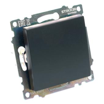 Переключатель 1-кл 10А С/У Черный Катрин