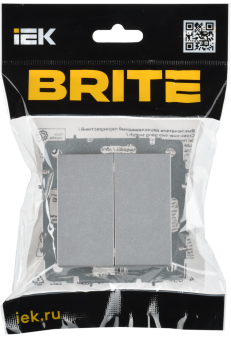 Переключатель 2-кл 10А перекрестный Алюминий Brite