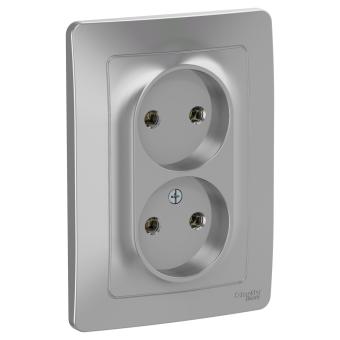 Розетка 2-м 16А С/У Алюминий Blanca