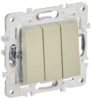 Выключатель 3-кл 10А С/У Бежевый Skandy