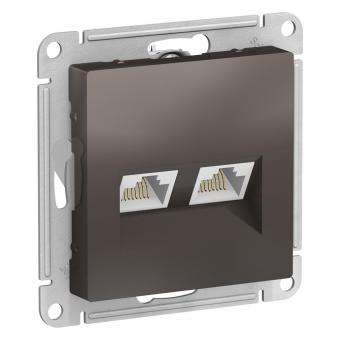 Розетка RJ45+RJ45 кат.5Е С/У Мокко AtlasDesign
