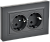 Розетка 2-м 16А С/У З/К плоская в сборе Графит Brite
