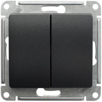 Переключатель 2-кл 10А С/У Антрацит Glossa