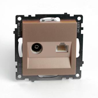 Розетка TV антенна + RJ45 С/У Шампань Катрин