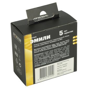 Розетка TV антенна + RJ-45 С/У Платиново-серый Эмили