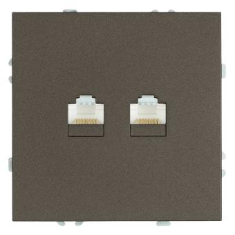 Розетка RJ45+RJ45 С/У Антрацит Эмили