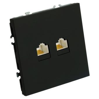 Розетка RJ45+RJ45 С/У Черный уголь Эмили