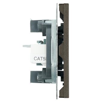 Розетка TV антенна + RJ-45 С/У Антрацит Эмили