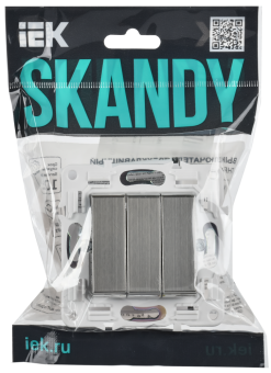 Выключатель 3-кл 10А С/У Металл Никель Skandy