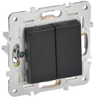 Переключатель 2-кл 10А C/У проходной Черный Skandy