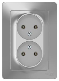 Розетка 2-м 16А С/У Алюминий Blanca