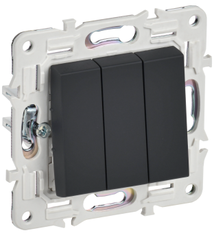 Выключатель 3-кл 10А С/У Графит Skandy