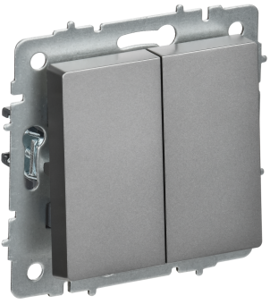 Переключатель 2-кл 10А перекрестный Сталь Brite