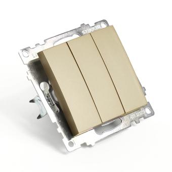 Выключатель 3-кл 10А С/У Золото Катрин