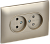 Розетка 2-м 10А С/У в сборе Шампань Skandy