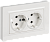 Розетка 2-м 16А С/У З/К со шторками плоская в сборе Белый Brite
