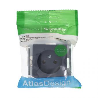 Розетка 1-м 16А С/У Грифель AtlasDesign