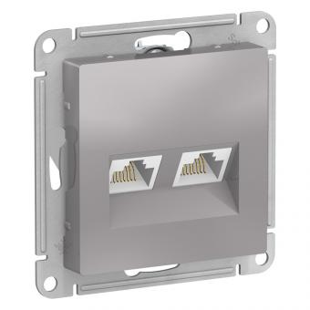 Розетка RJ45+RJ45 кат.5Е С/У Алюминий AtlasDesign