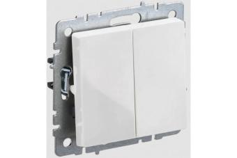 Переключатель 2-кл 10А C/У проходной Белый Brite