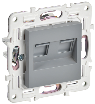 Розетка RJ45+RJ45 кат.6 С/У Серый Skandy