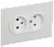 Розетка 2-м 10А С/У для плоской вилки Стекло Арктический белый Skandy