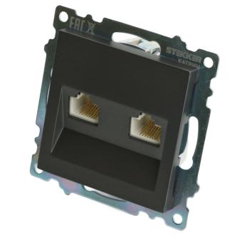Розетка RJ45+RJ45 С/У Графит Катрин