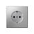 Розетка 1-м 16А С/У З/К со шторками Алюминий ArtGallery