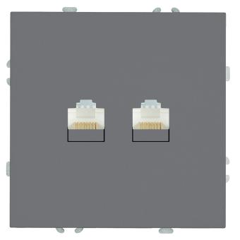 Розетка RJ45+RJ45 С/У Платиново-серый Эмили