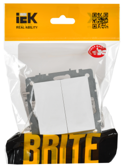 Переключатель 2-кл 10А C/У проходной Арктический Белый Brite