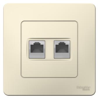 Розетка RJ45+RJ45 кат.5Е С/У Молочный Blanca