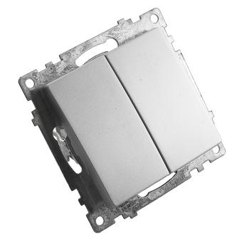 Выключатель 2-кл 10А С/У Серебро Катрин