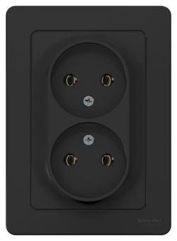 Розетка 2-м 16А С/У Антрацит Blanca