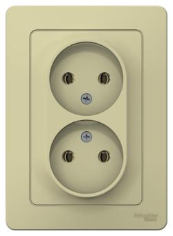 Розетка 2-м 16А С/У Бежевый Blanca