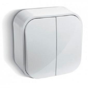 Переключатель 2-клавишный 10А белый Legrand Quteo