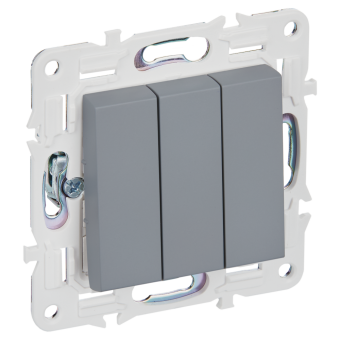Выключатель 3-кл 10А С/У Серый Skandy