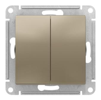 Переключатель 2-кл 10А C/У перекрестный Шампань AtlasDesign