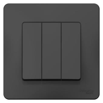 Выключатель 3-кл 10А С/У Алюминий Blanca