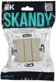 Выключатель 3-кл 10А С/У Бежевый Skandy