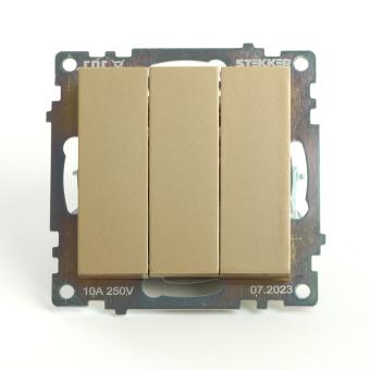 Выключатель 3-кл 10А С/У Золото Катрин
