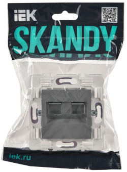 Розетка RJ45+RJ45 кат.6 С/У Серый Skandy