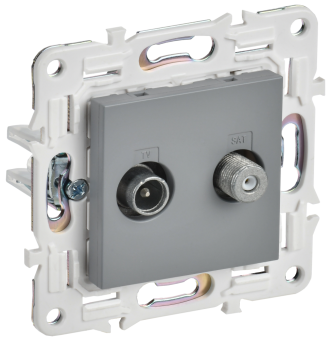 Розетка TV антенна + SAT С/У Серый Skandy