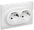 Розетка 2-м 16А С/У З/К со шторками в сборе Арктический белый Skandy