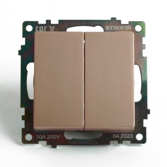 Переключатель2-кл 10А С/У Шампань Катрин