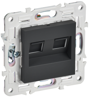 Розетка RJ45+RJ45 кат.5Е С/У Графит Skandy