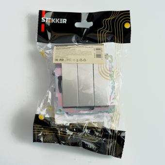 Выключатель 3-кл 10А С/У Серебро Катрин