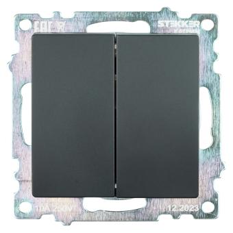 Выключатель 2-кл 10А С/У Черный Катрин